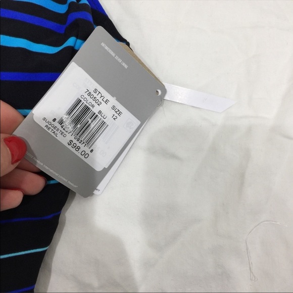 Reebok striped black blue one piece swimsuit NWT - Picture 4 of 7